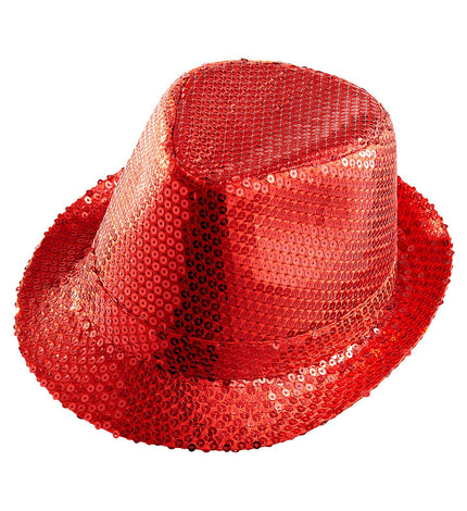 Widmann SRL Glitter gleufhoed rood pailletten