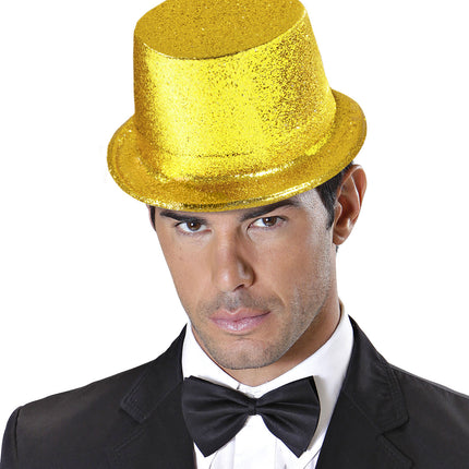 Widmann SRL Glitter hoge hoed goud