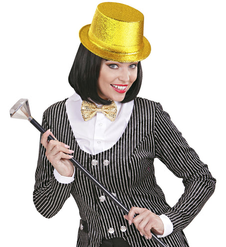 Widmann SRL Glitter hoge hoed goud