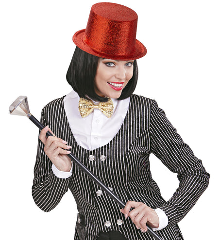 Widmann SRL Glitter hoge hoed rood