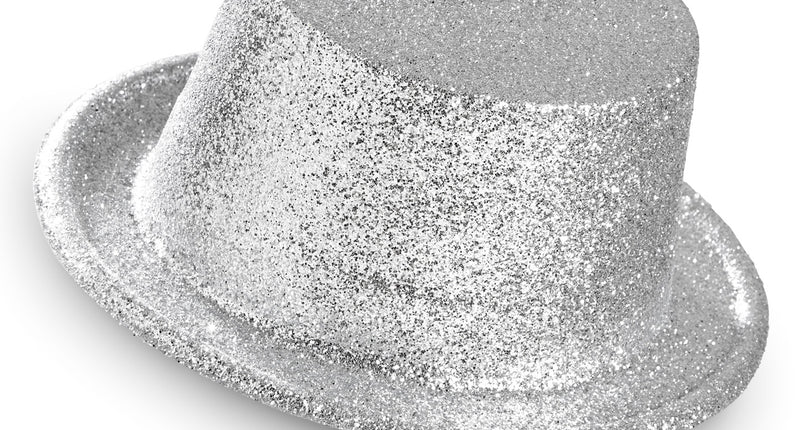 Widmann SRL Glitter hoge hoed zilver