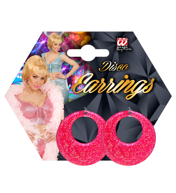 Widmann SRL Glitter oorringen in roze