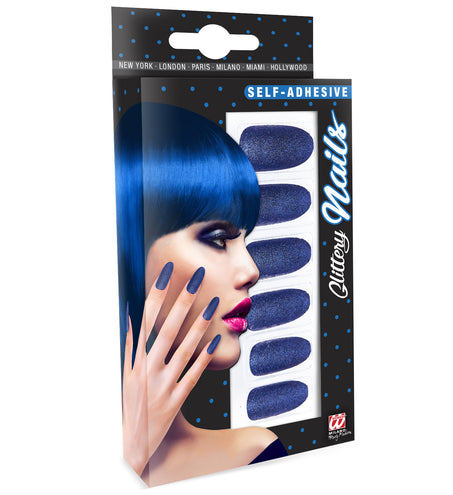 Widmann SRL Glitter opplaknagels blauw