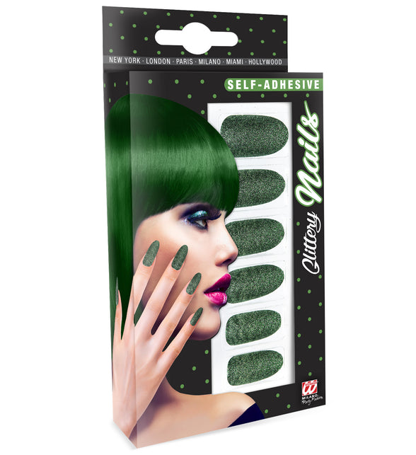 Widmann SRL Glitter opplaknagels groen
