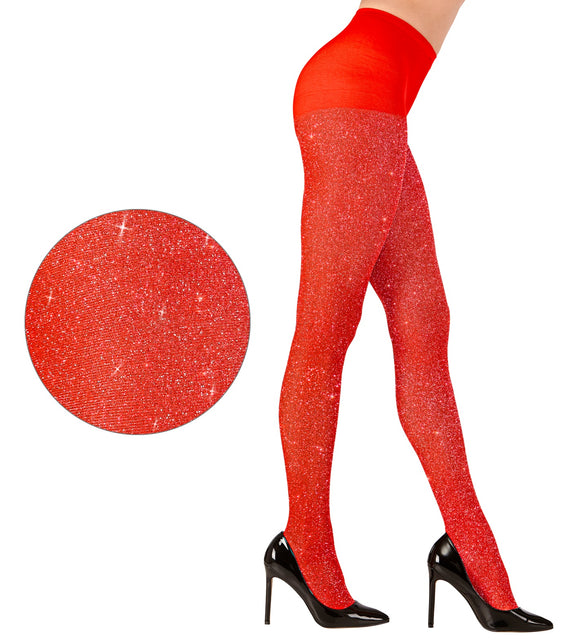 Widmann SRL Glitter panty rood dames