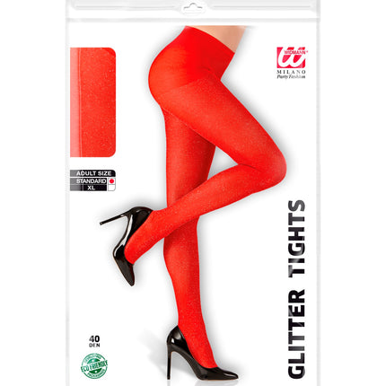 Widmann SRL Glitter panty rood dames