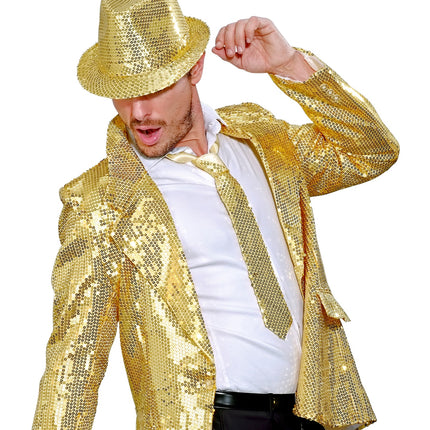 Widmann SRL Glitter stropdas goud pailletten