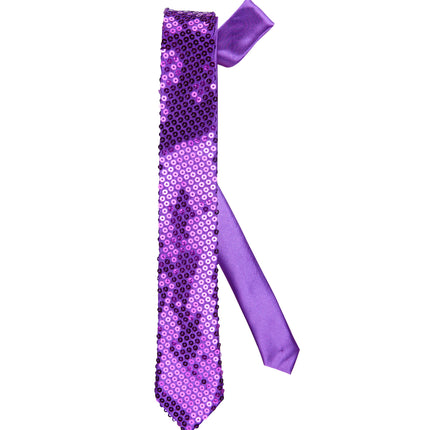 Widmann SRL Glitter stropdas paars pailletten