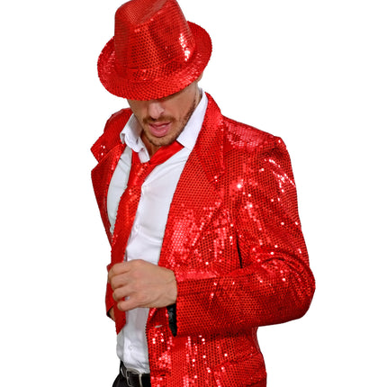 Widmann SRL Glitter stropdas rood pailletten