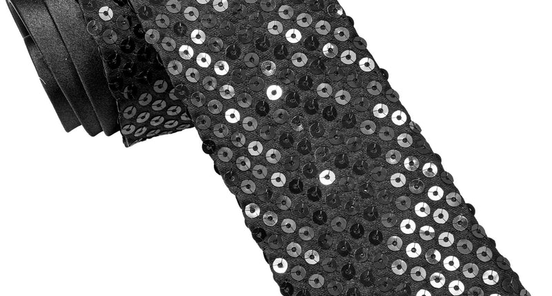 Widmann SRL Glitter stropdas zwart pailletten