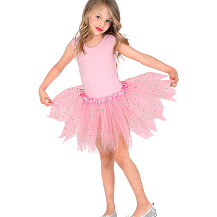 Widmann SRL Glitter tutu rok kort lichtroze kinderen