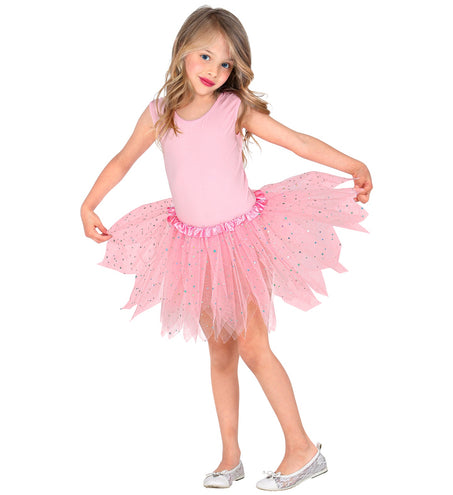 Widmann SRL Glitter tutu rok kort lichtroze kinderen