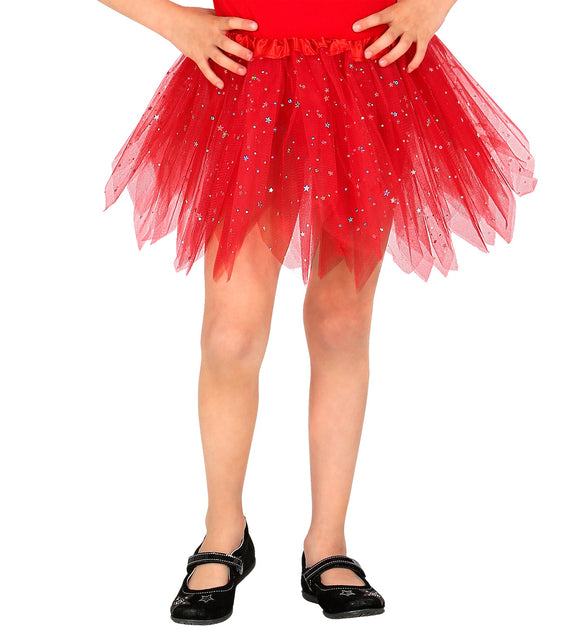 Widmann SRL Glitter tutu rok kort rood kinderen