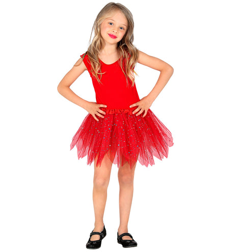 Widmann SRL Glitter tutu rok kort rood kinderen