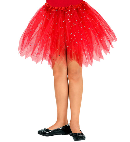 Widmann SRL Glitter tutu rok kort rood kinderen