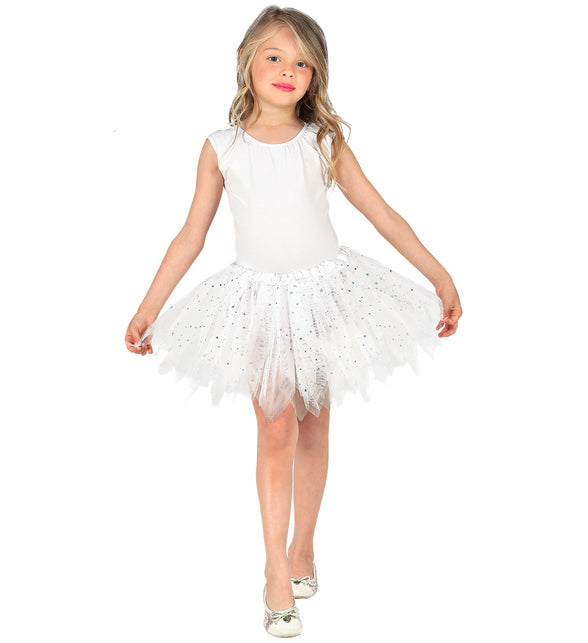 Widmann SRL Glitter tutu rok kort wit kinderen