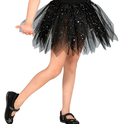 Widmann SRL Glitter tutu rok kort zwart kinderen