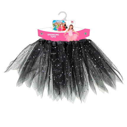 Widmann SRL Glitter tutu rok kort zwart kinderen