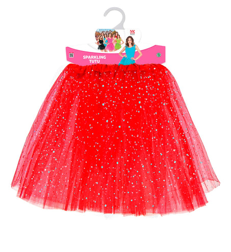 Widmann SRL Glitter tutu rok rood dames