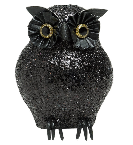 Widmann SRL glitter uil zwart 10x5cm