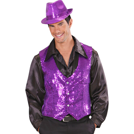 Widmann SRL Glitter vest paars pailletten