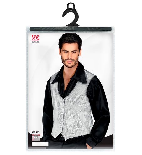 Widmann SRL Glitter vest zilver pailletten heren
