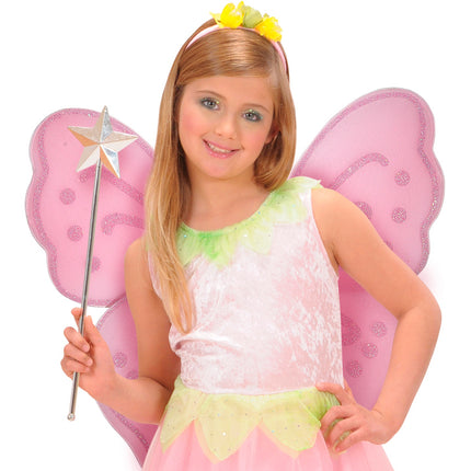 Widmann SRL Glitter vlindervleugels roze kinderen