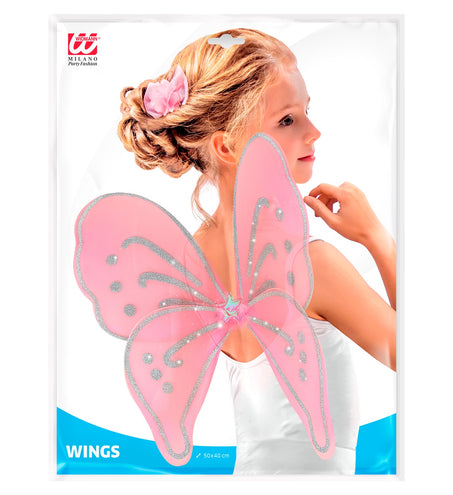 Widmann SRL Glitter vlindervleugels roze kinderen