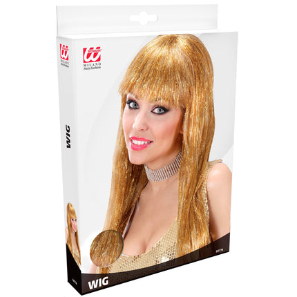 Widmann SRL Glitterpruik goud met lang stijl haar