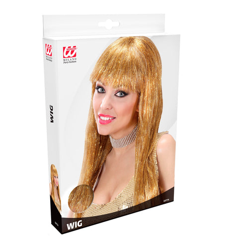 Widmann SRL Glitterpruik goud met lang stijl haar
