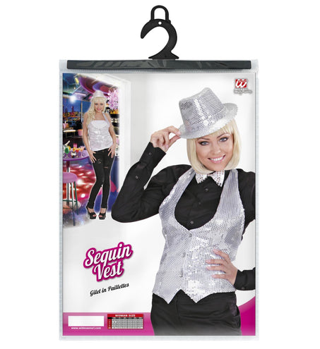 Widmann SRL Glittervest zilver pailletten