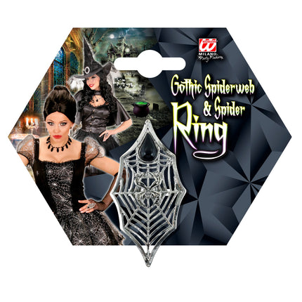 Widmann SRL Gothic Ring Spin + Web Met Zwarte Gemsteen