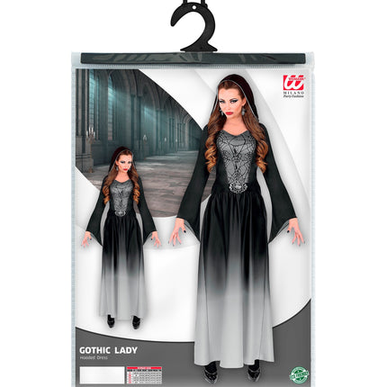 Widmann SRL Gotisch zwart grijs jurkje voor dames