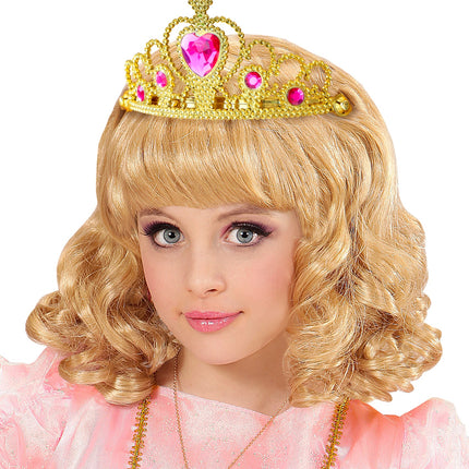 Widmann SRL Gouden tiara met roze steentjes