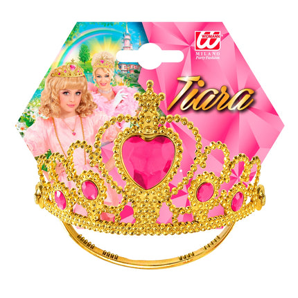 Widmann SRL Gouden tiara met roze steentjes