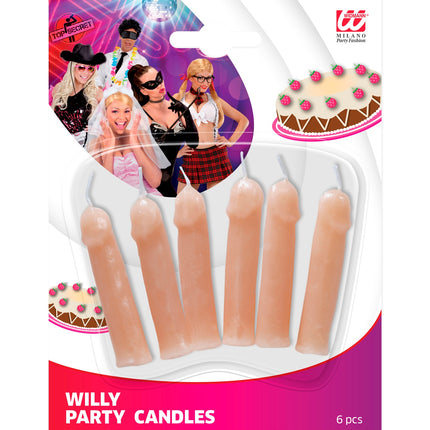 Widmann SRL Grappige Piemelkaarsen 6 stuks