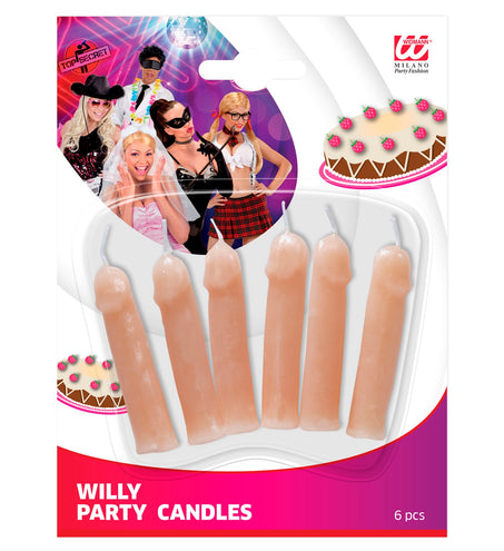 Widmann SRL Grappige Piemelkaarsen 6 stuks