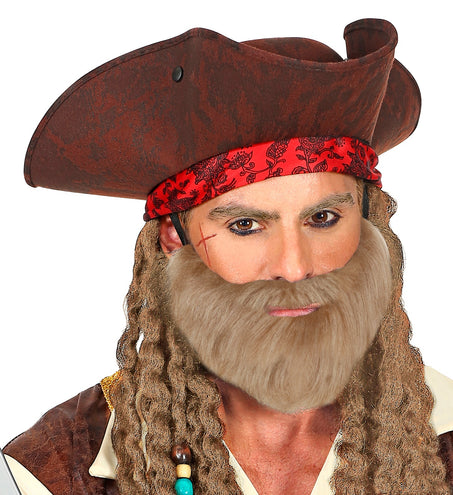 Widmann SRL Grijs bruine baard met snor