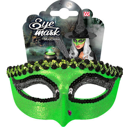 Widmann SRL Groen heksen oogmasker met wrat