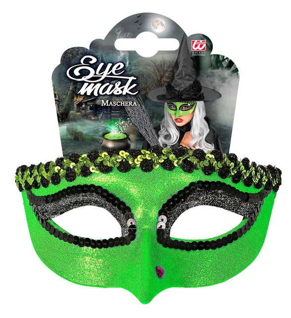 Widmann SRL Groen heksen oogmasker met wrat