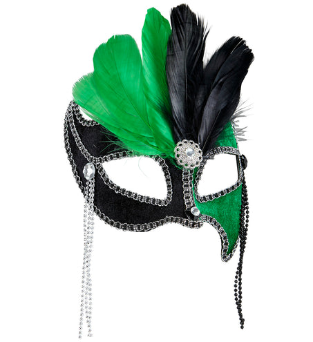 Widmann SRL Groen zwart Ball masker