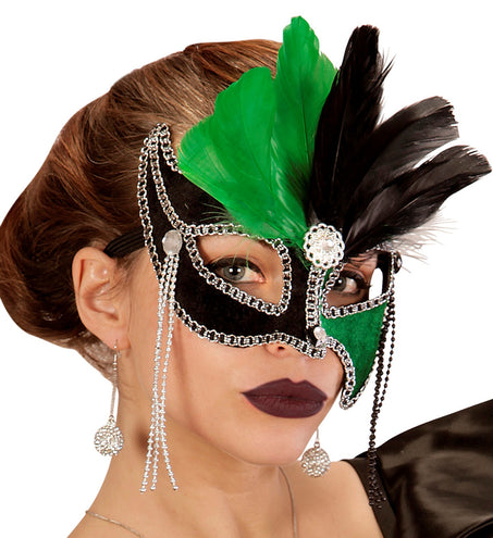 Widmann SRL Groen zwart Ball masker