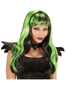 Widmann SRL Groen zwarte Halloween pruiken