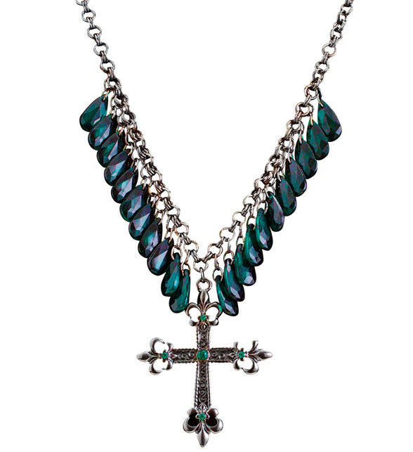 Widmann SRL Groene gothic ketting met kruis
