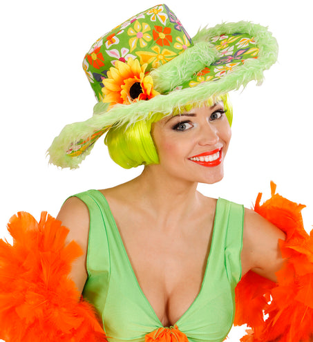 Widmann SRL Groene hoed Ibiza met zonnebloem