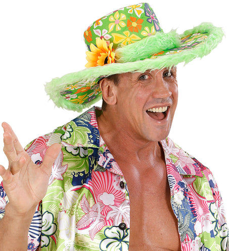 Widmann SRL Groene hoed Ibiza met zonnebloem