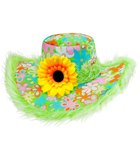 Widmann SRL Groene hoed Ibiza met zonnebloem