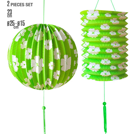 Widmann SRL Groene lampionnen set