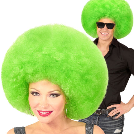 Widmann SRL Groene oversized afro pruik