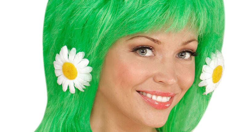 Widmann SRL Groene pruik met bloemen Moeder natuur